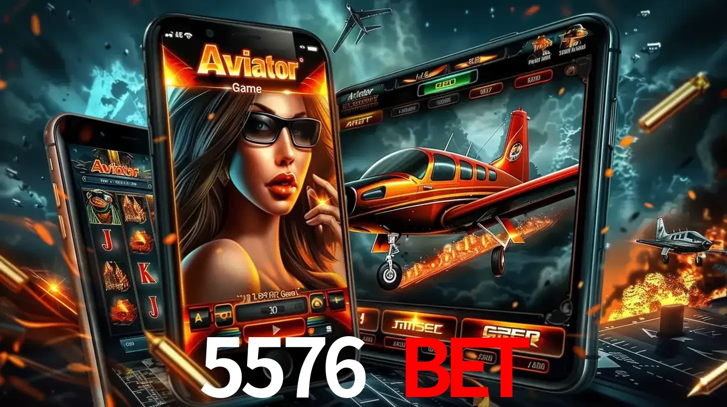 O popular jogo de apostas Aviator exibido em vários celulares e tablets, mostrando a interface emocionante e a ação de voo disponíveis para jogar agora no 5576 BET.